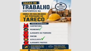 Obra do Balneário do Tareco ainda tem vaga para Pedreiro e Azulejista