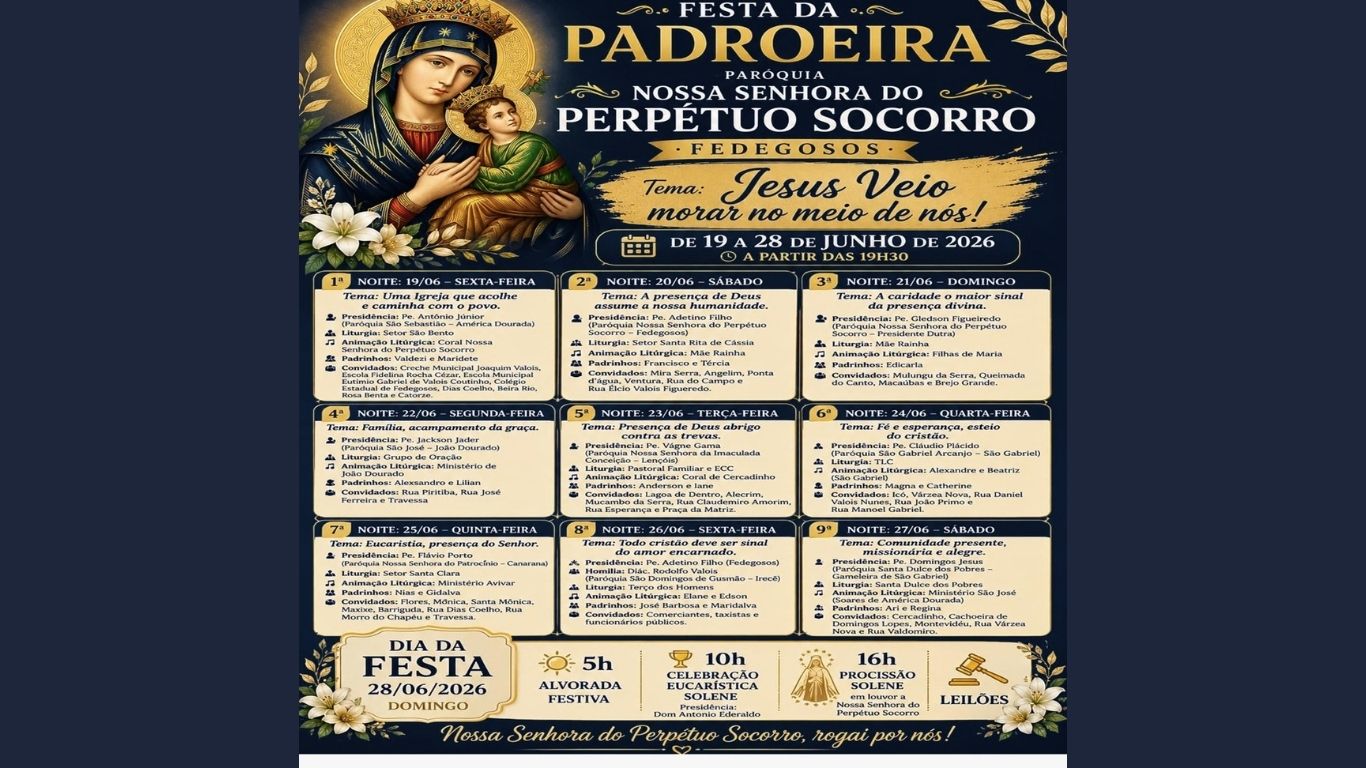 Fedegosos festeja a Padroeira Nossa Senhora do Perpétuo Socorro