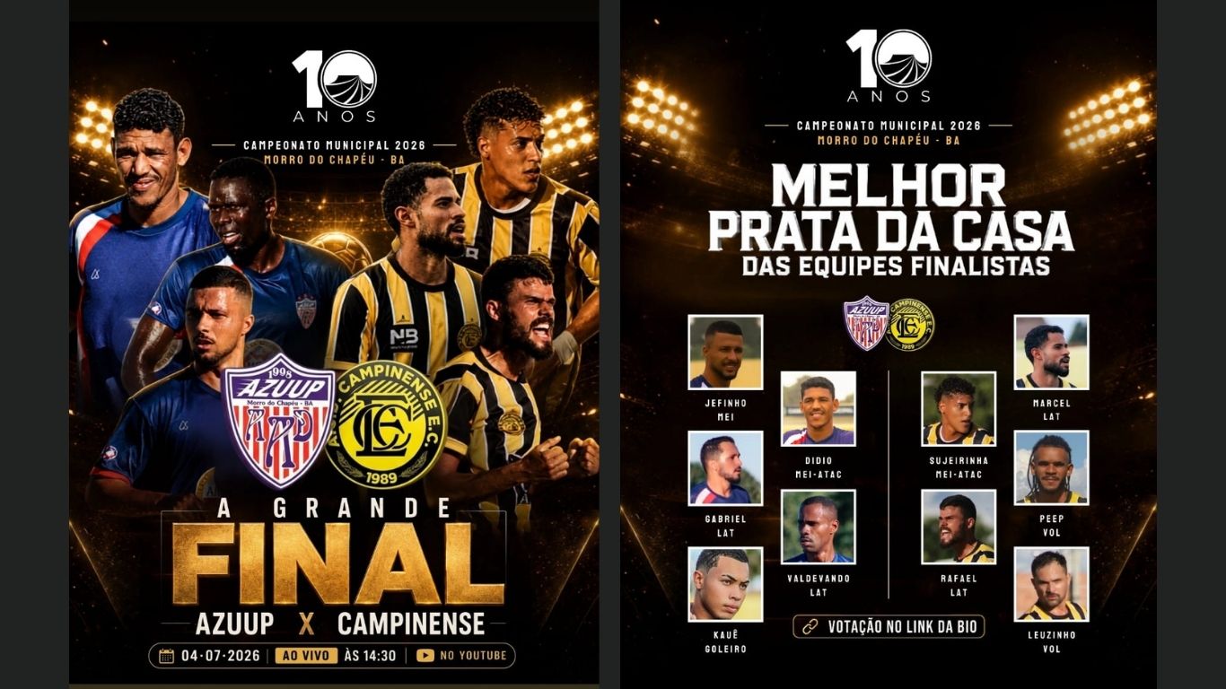 A MAIOR FINAL DO CAMPEONATO MUNICIPAL DE MORRO DO CHAPÉU! VAMOS ELEGER O MELHOR ATLETA DA CASA!
