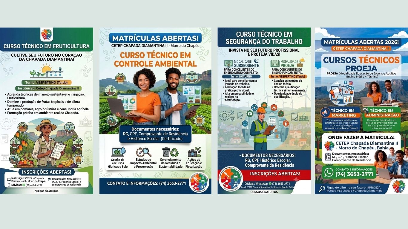 CETEP Chapada Diamantina II anuncia abertura de novas matrículas