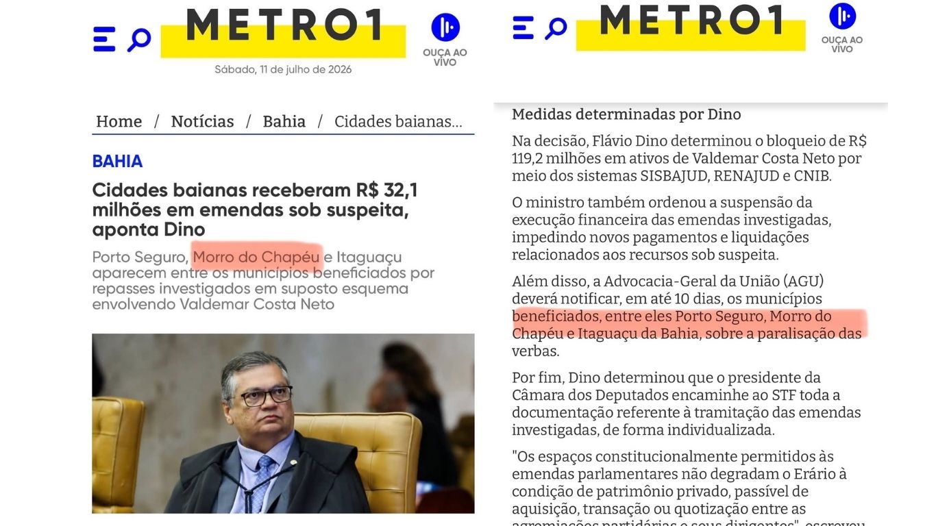 Cidades baianas receberam R$ 32,1 milhões em emendas sob suspeita, aponta Dino