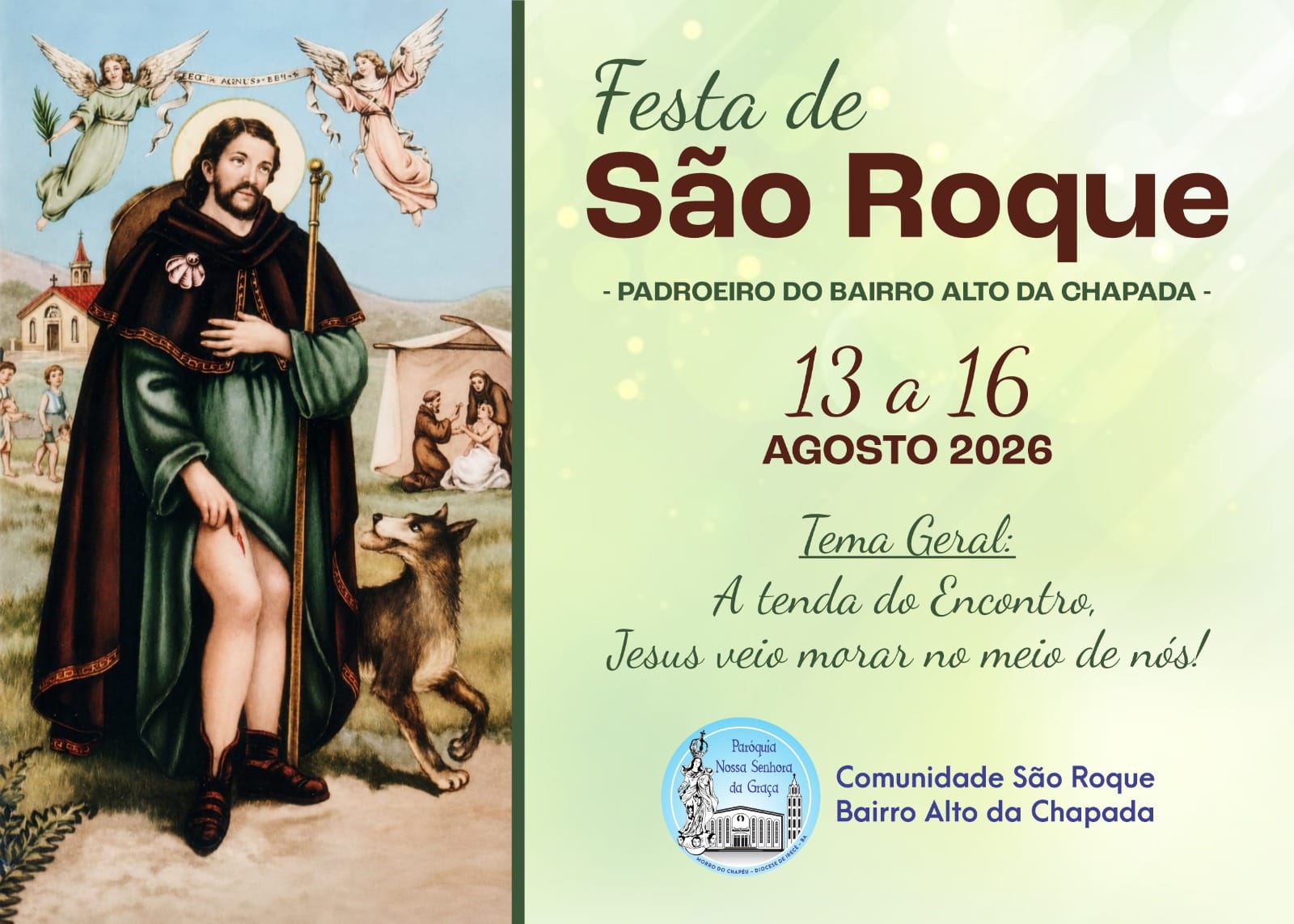 Festa de São Roque, padroeiro do Alto da Chapada começa Tríduo nesta quinta (13)