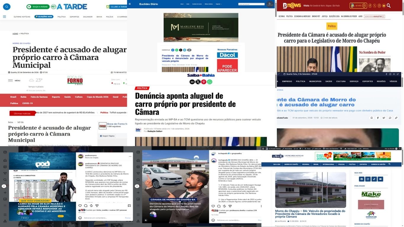 Morro do Chapéu – BA: Denúncia sobre veículo do presidente da câmara repercute na mídia da capital