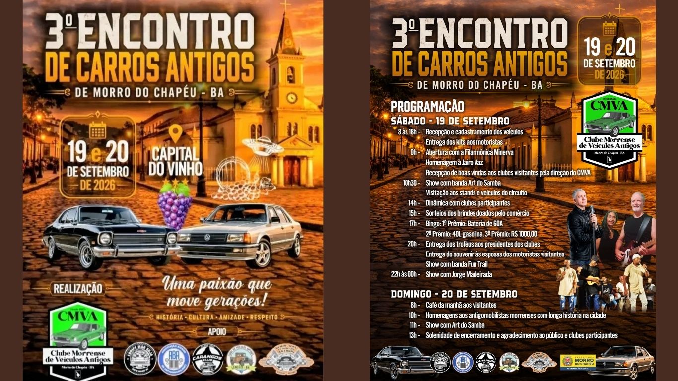 3º ENCONTRO DE CARROS ANTIGOS DE MORRO DO CHAPÉU – BA