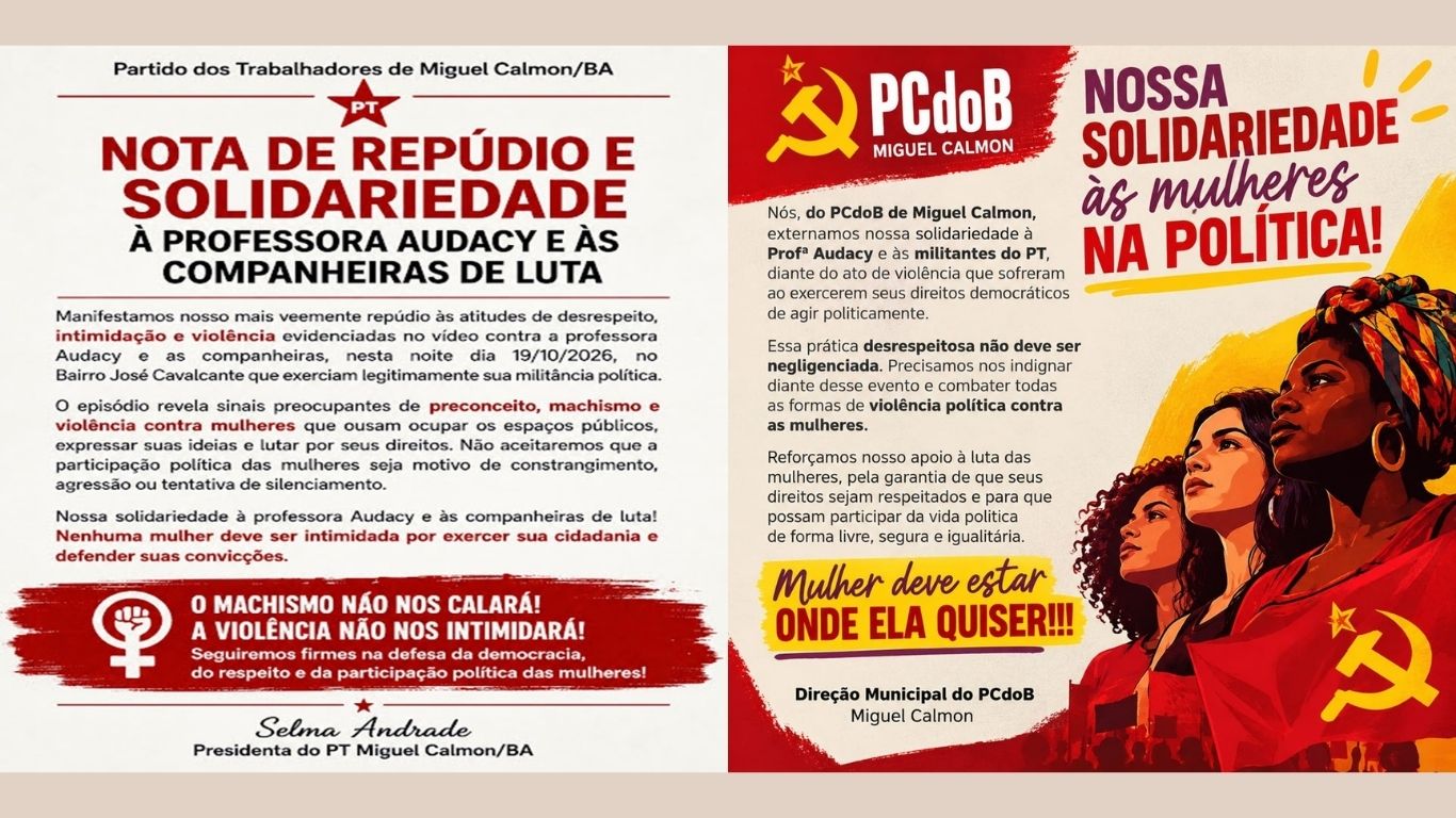 PT e PCdoB de Miguel Calmon repudiam atitude de ‘influencer’