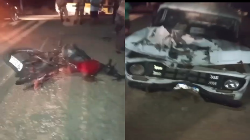 DOIS JOVENS FICAM FERIDOS EM COLISÃO ENTRE MOTO E CARRO NA ZONA RURAL DE VÁRZEA NOVA