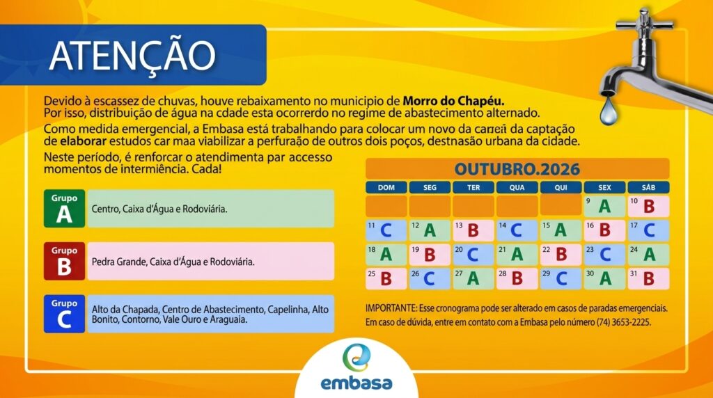 EMBASA apresenta Cronograma de Distribuição de Água